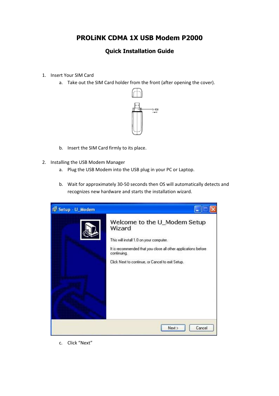 PROLiNK P2000 User Manual | 8 pages