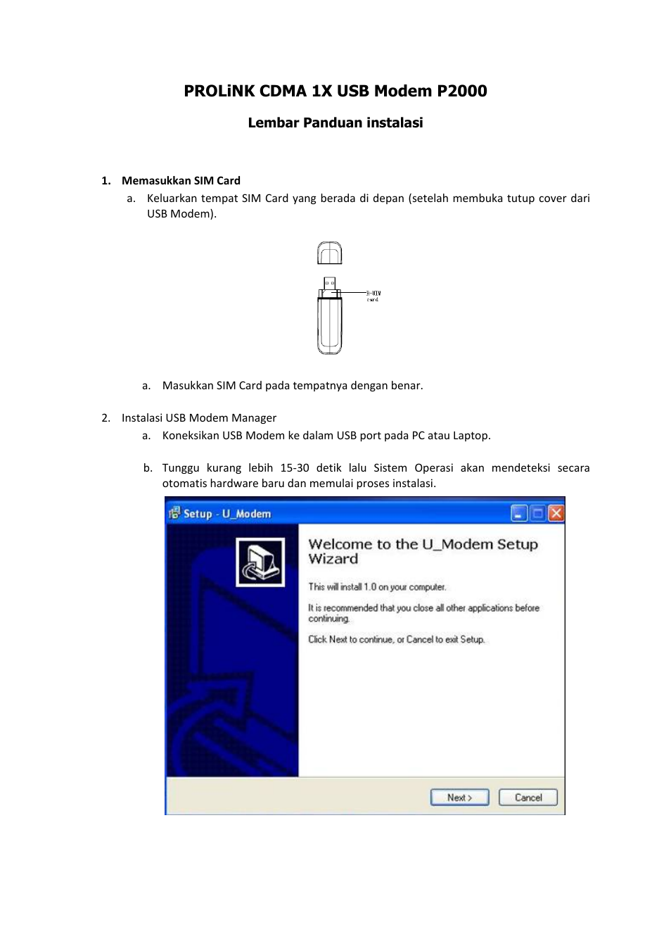 Prolink cdma 1x p2000 usb modem qig indonesia.pdf | PROLiNK P2000 User Manual | Page 5 / 8