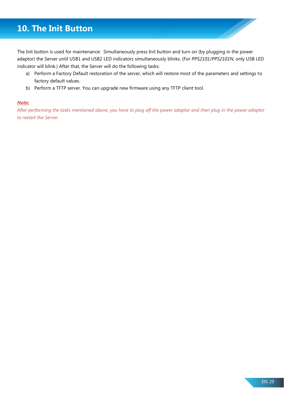 The init button | PROLiNK PPS2104N User Manual User Manual | Page 32 / 33
