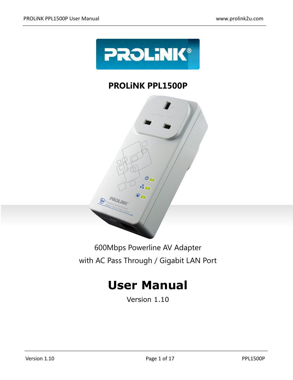 PROLiNK PPL1500P User Manual User Manual | 17 pages