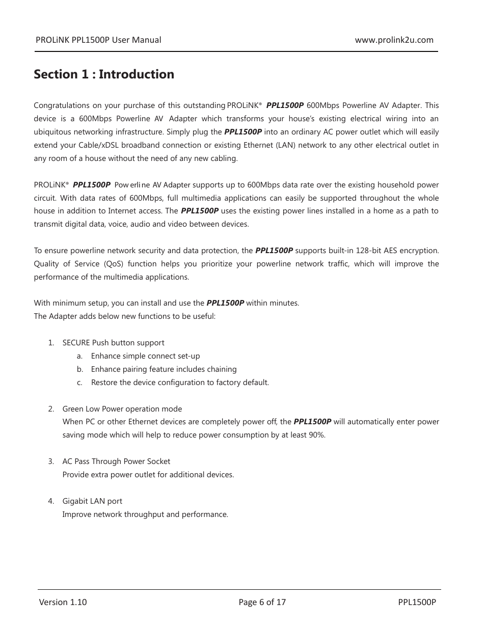 PROLiNK PPL1500P User Manual User Manual | Page 6 / 17