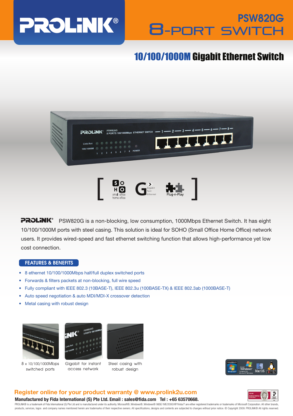 PROLiNK PSW820G User Manual | 1 page