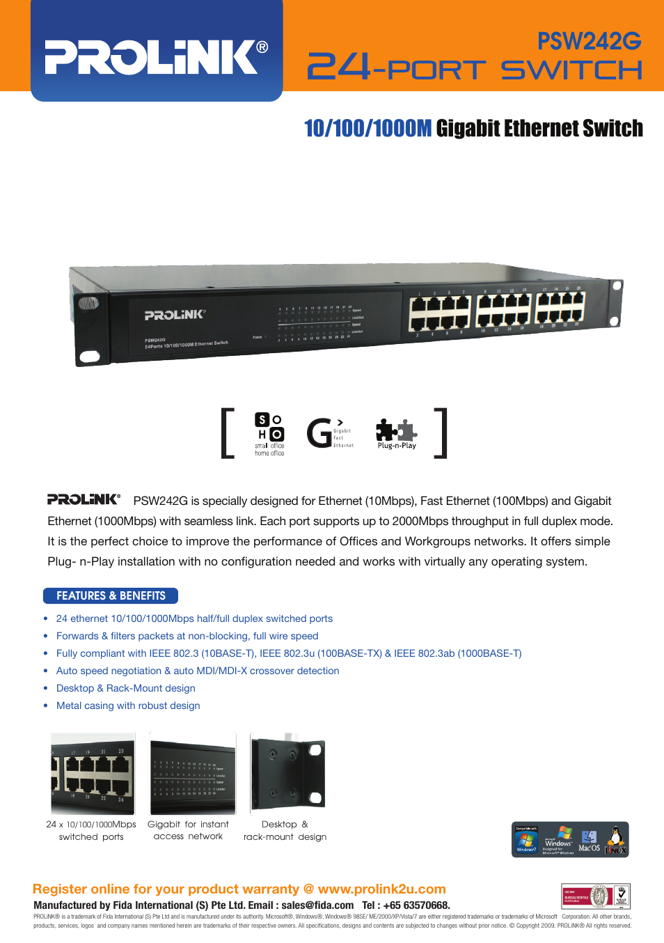 PROLiNK PSW242G User Manual | 1 page