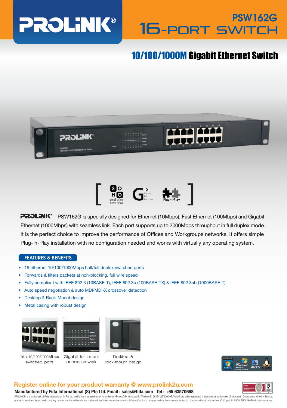 PROLiNK PSW162G User Manual | 1 page