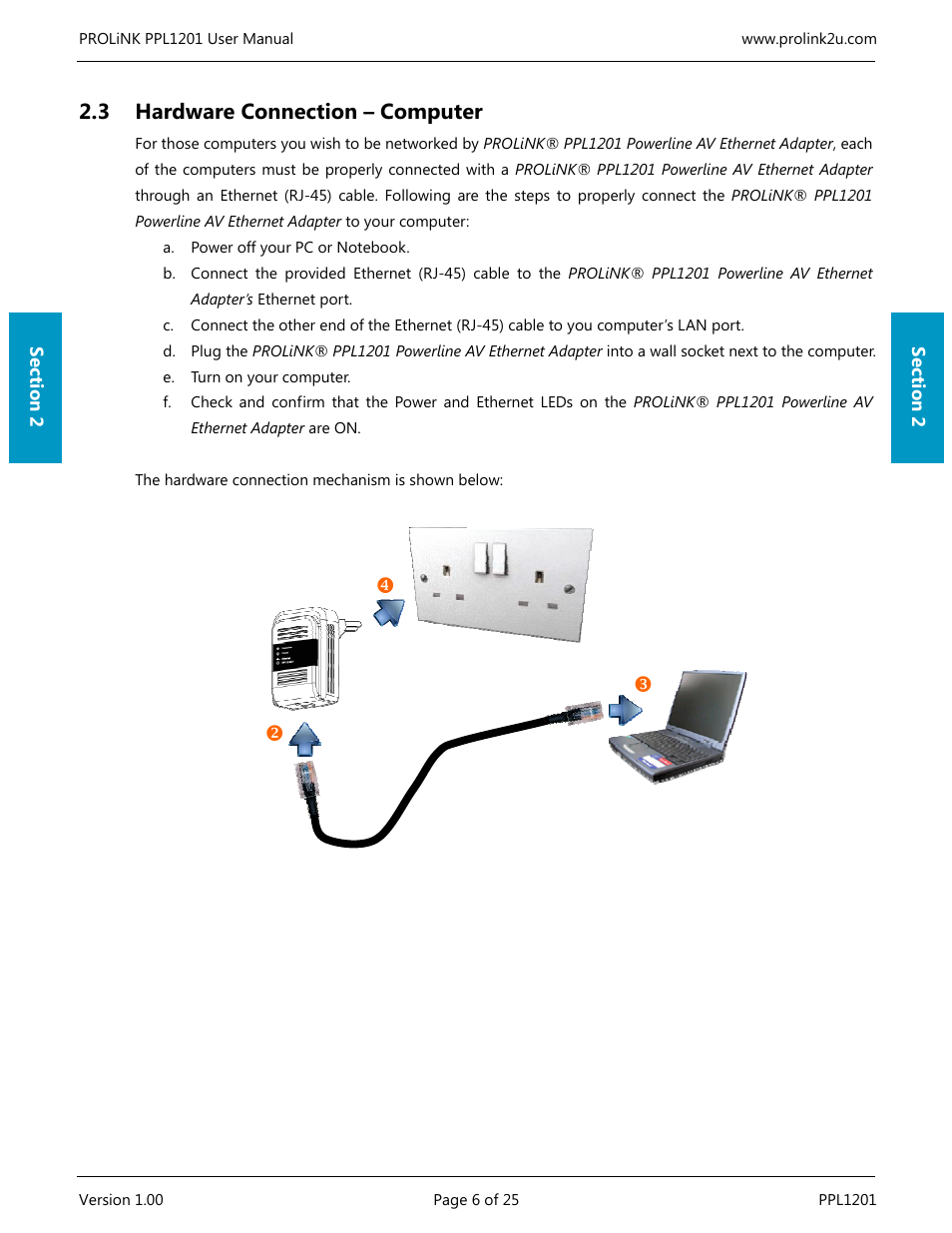 3 hardware connection – computer | PROLiNK PPL1201 User Manual User Manual | Page 11 / 60