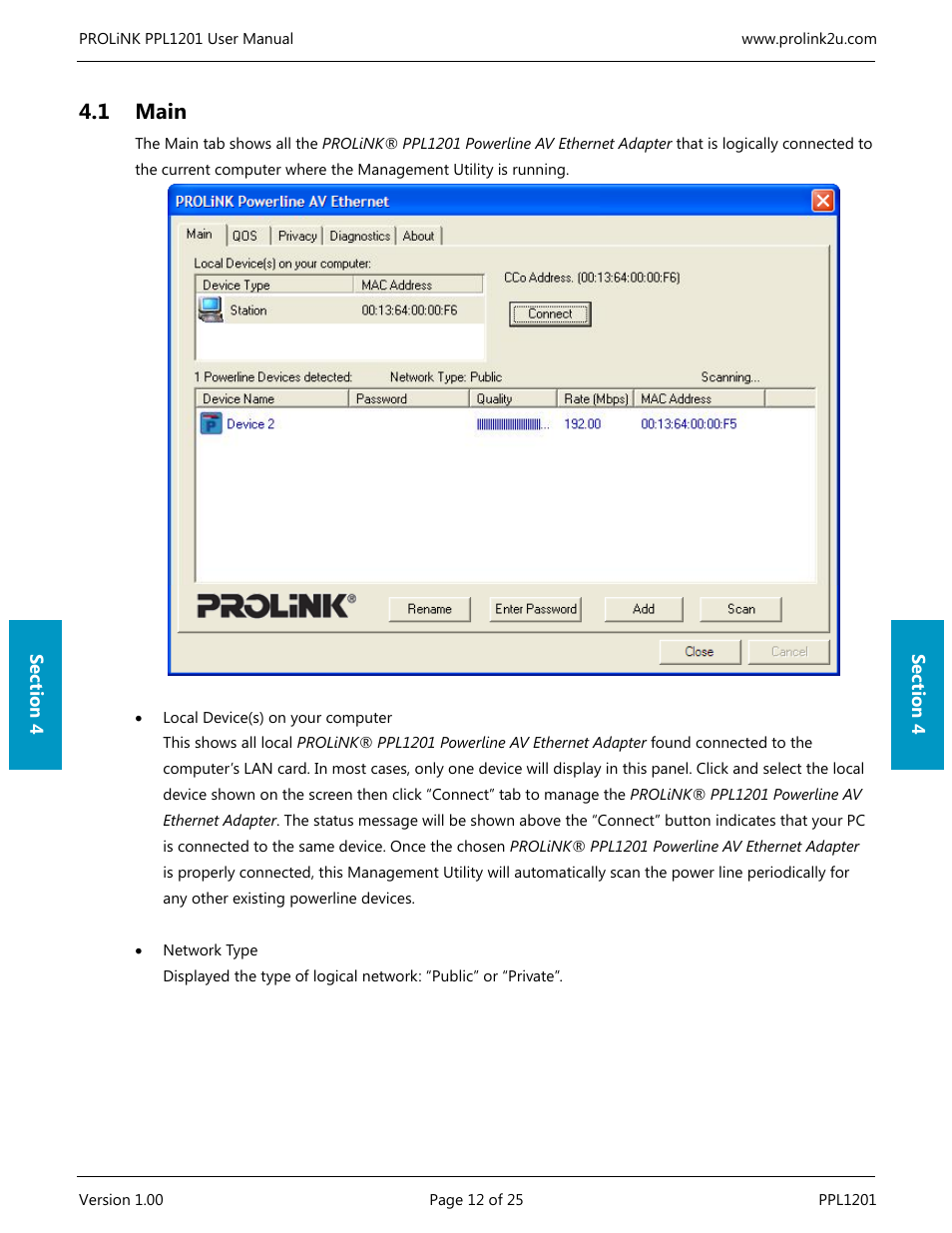 1 main | PROLiNK PPL1201 User Manual User Manual | Page 17 / 60
