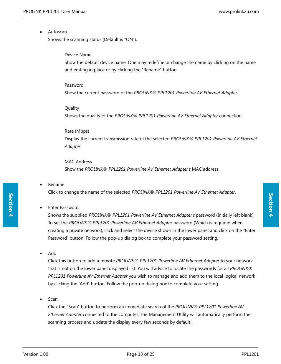PROLiNK PPL1201 User Manual User Manual | Page 18 / 60