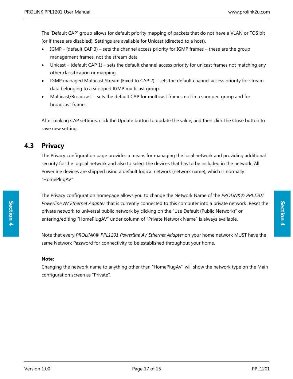 3 privacy | PROLiNK PPL1201 User Manual User Manual | Page 22 / 60