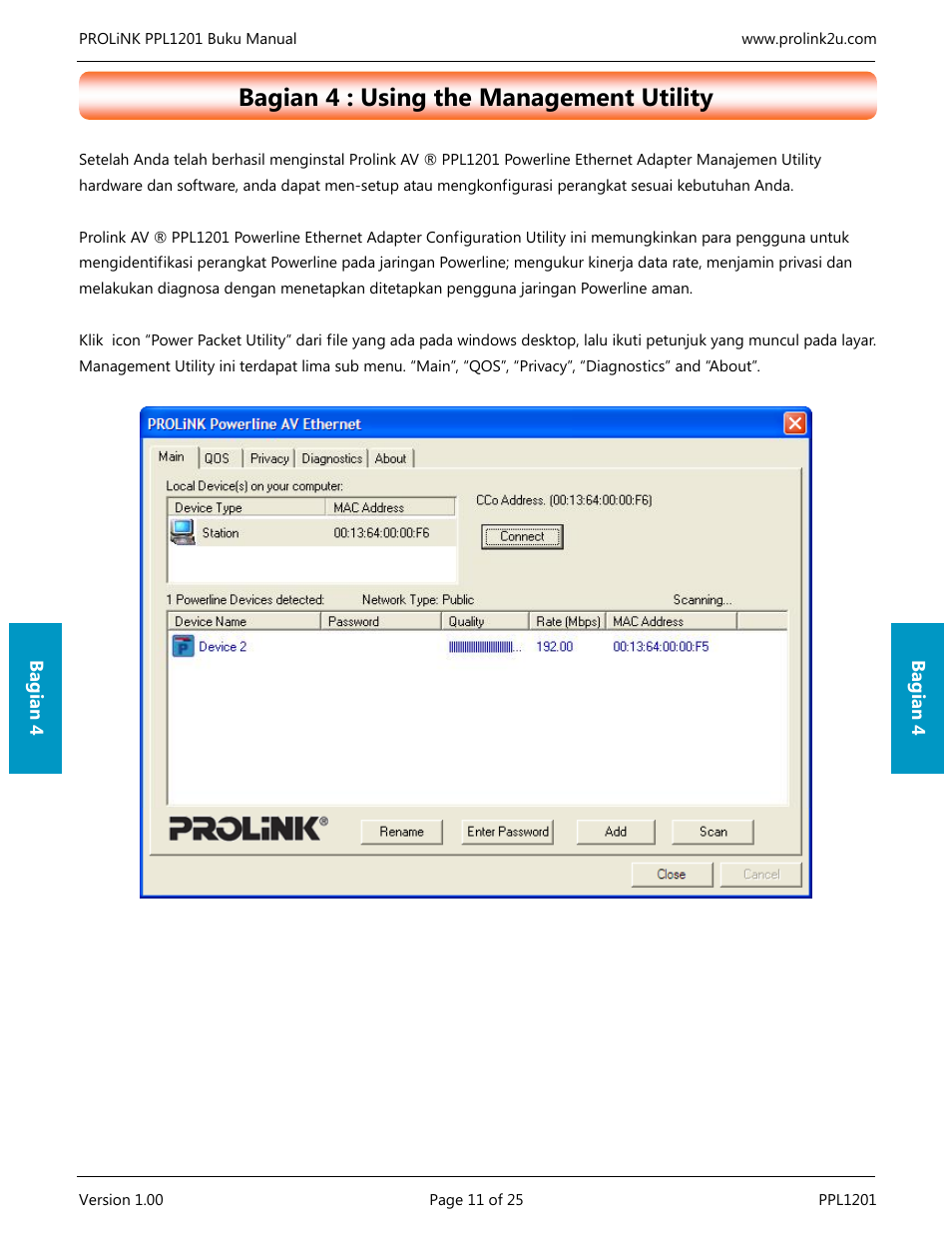 Bagian 4 : using the management utility | PROLiNK PPL1201 User Manual User Manual | Page 46 / 60