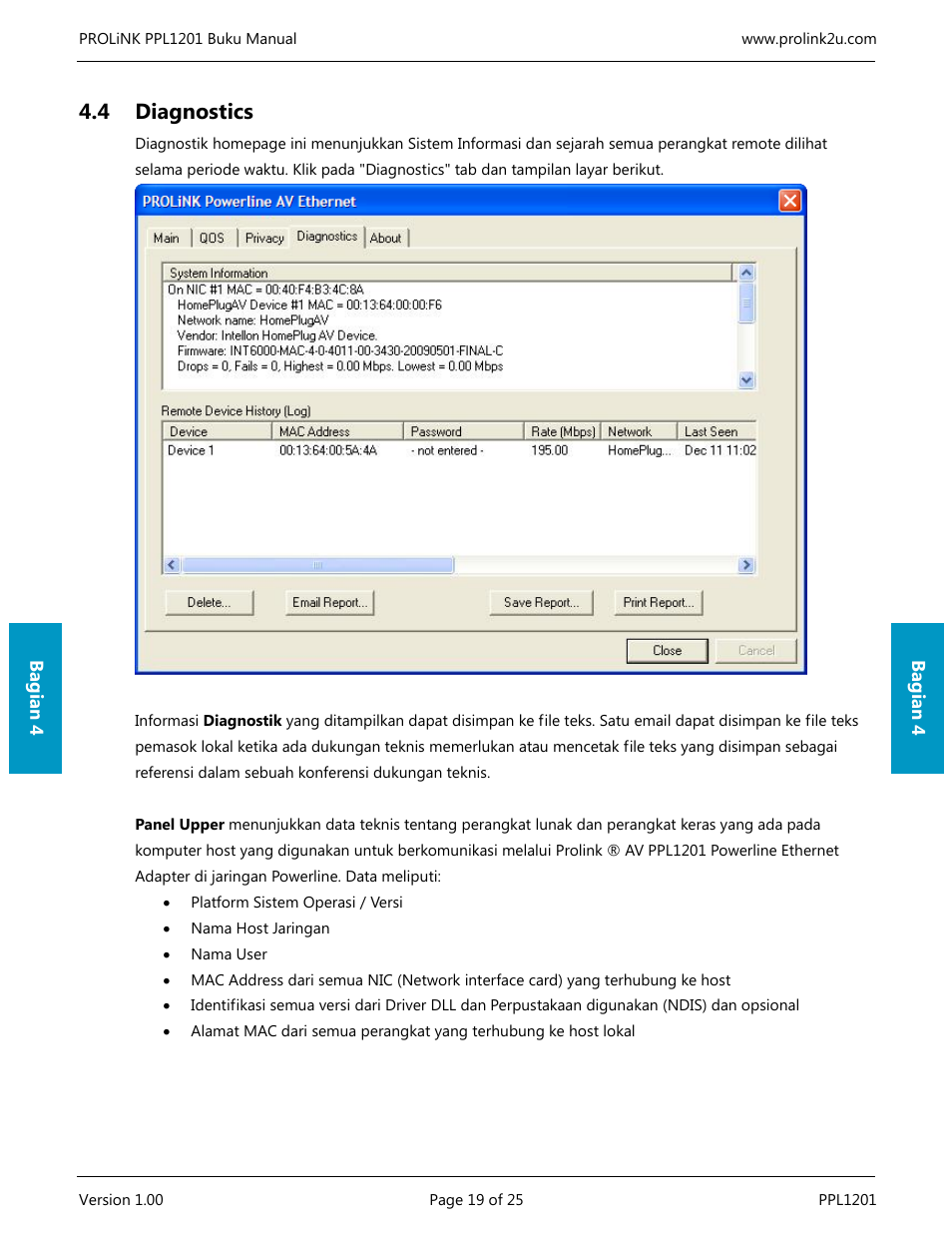 4 diagnostics | PROLiNK PPL1201 User Manual User Manual | Page 54 / 60