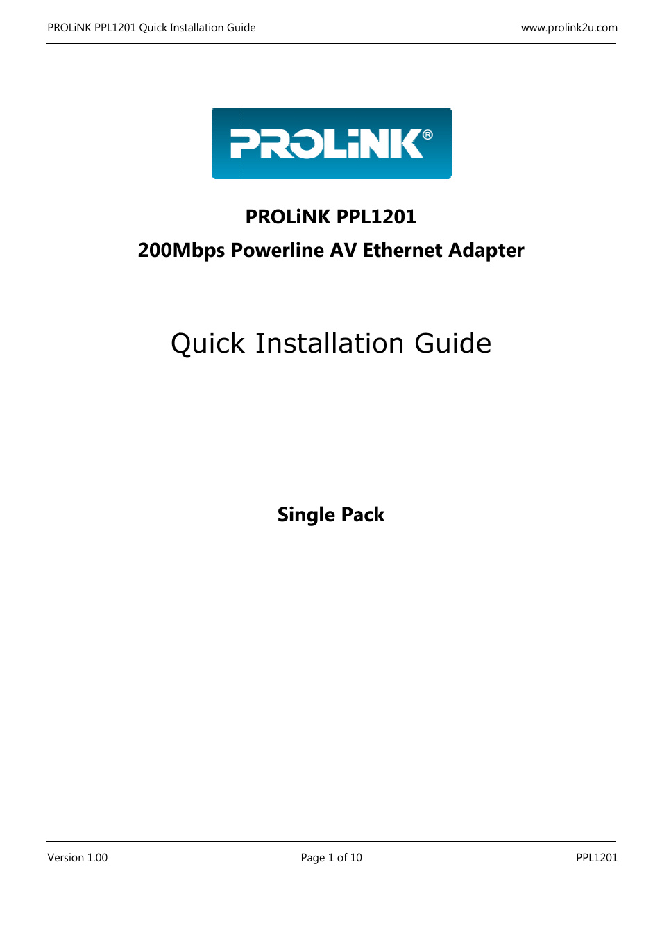 PROLiNK PPL1201 Quick Installation Guide User Manual | 20 pages