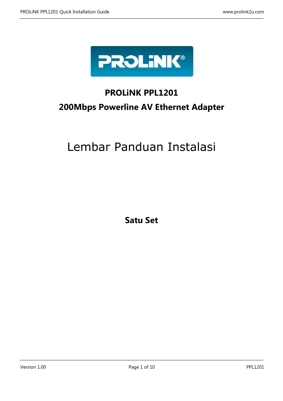 Qig_ppl1201_v1.00_2010.01.21_id, Emba, Ar pa | Ndua, An in, Stala, 200m, Mbps p, Proli powerli, Ink pp ine av | PROLiNK PPL1201 Quick Installation Guide User Manual | Page 11 / 20