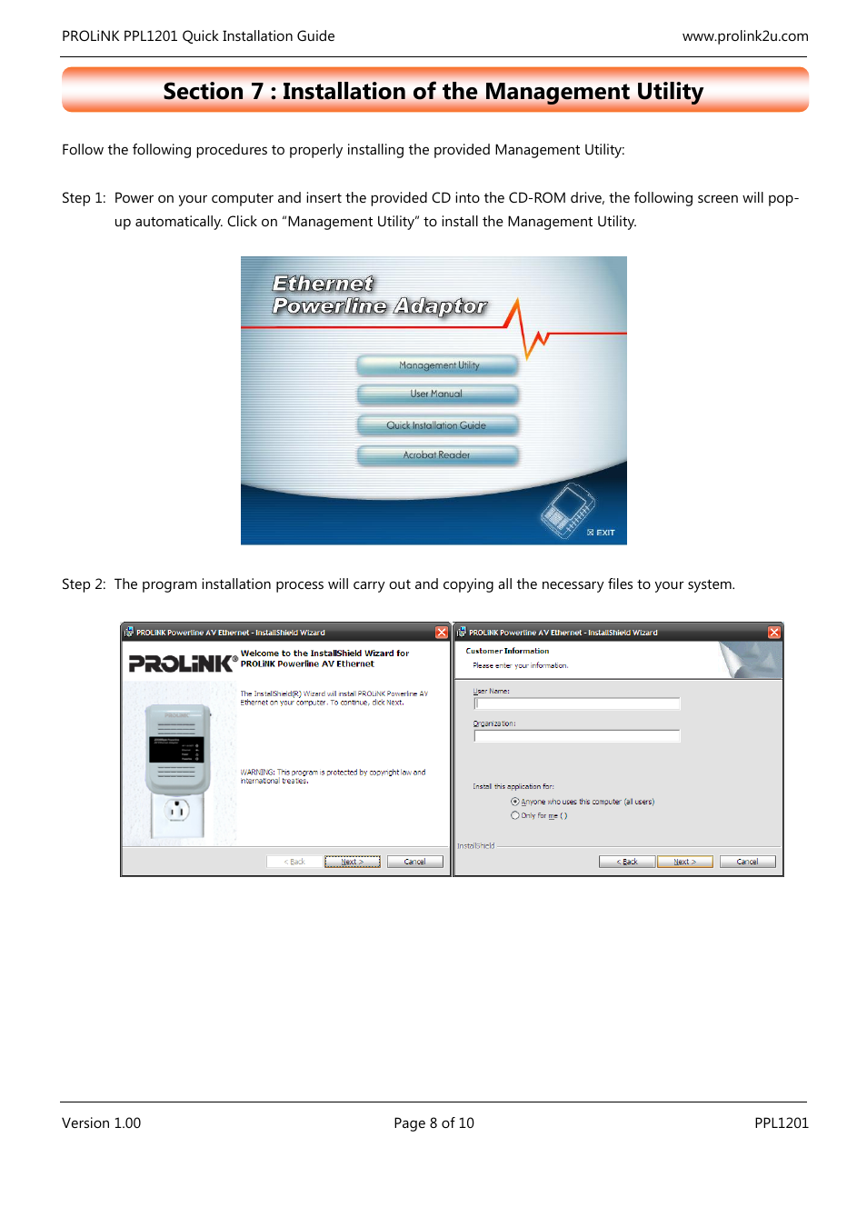 PROLiNK PPL1201 Quick Installation Guide User Manual | Page 8 / 20