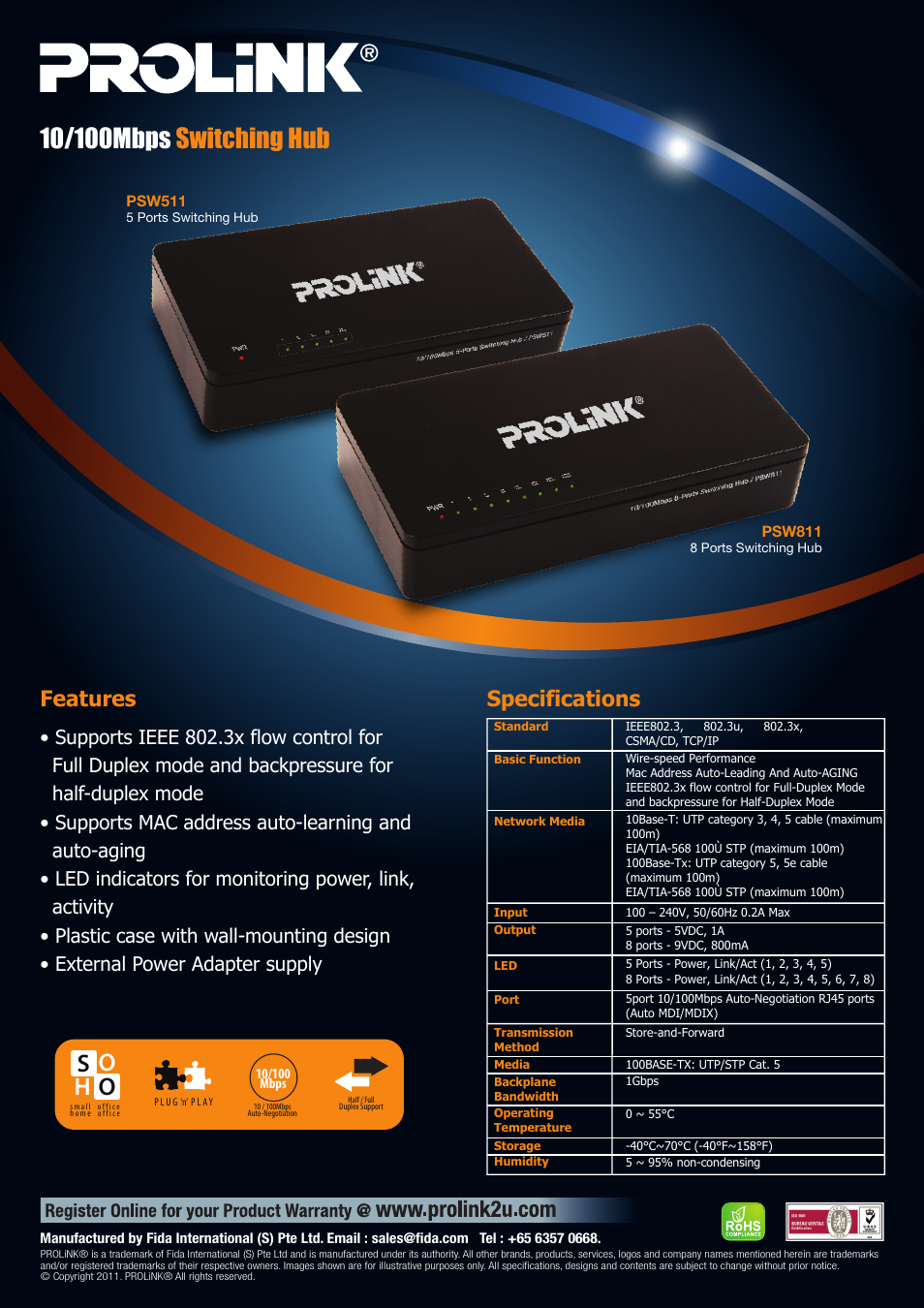 PROLiNK PSW811 User Manual | 1 page