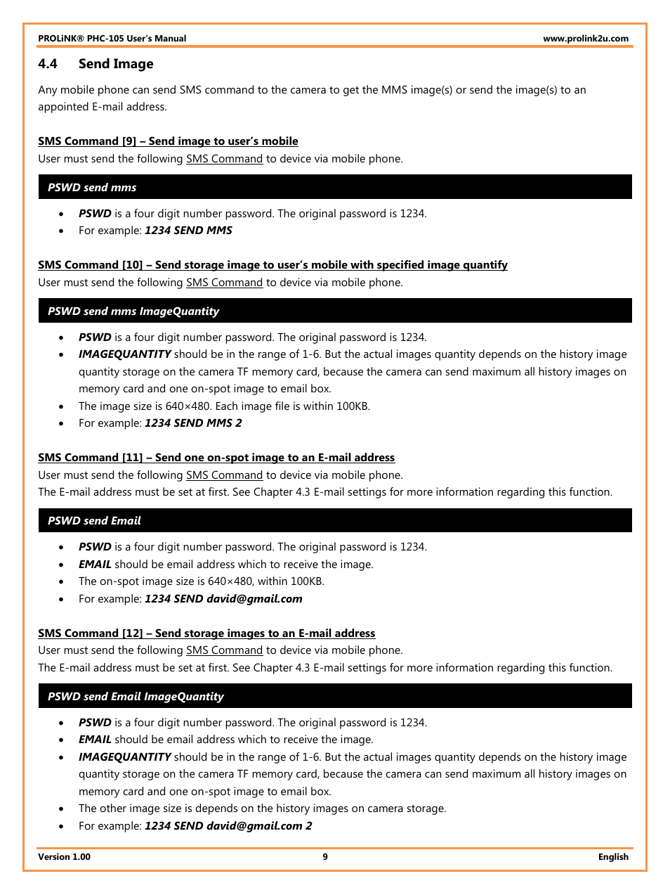 4 send image, Send image | PROLiNK PHC105 User Manual User Manual | Page 14 / 55