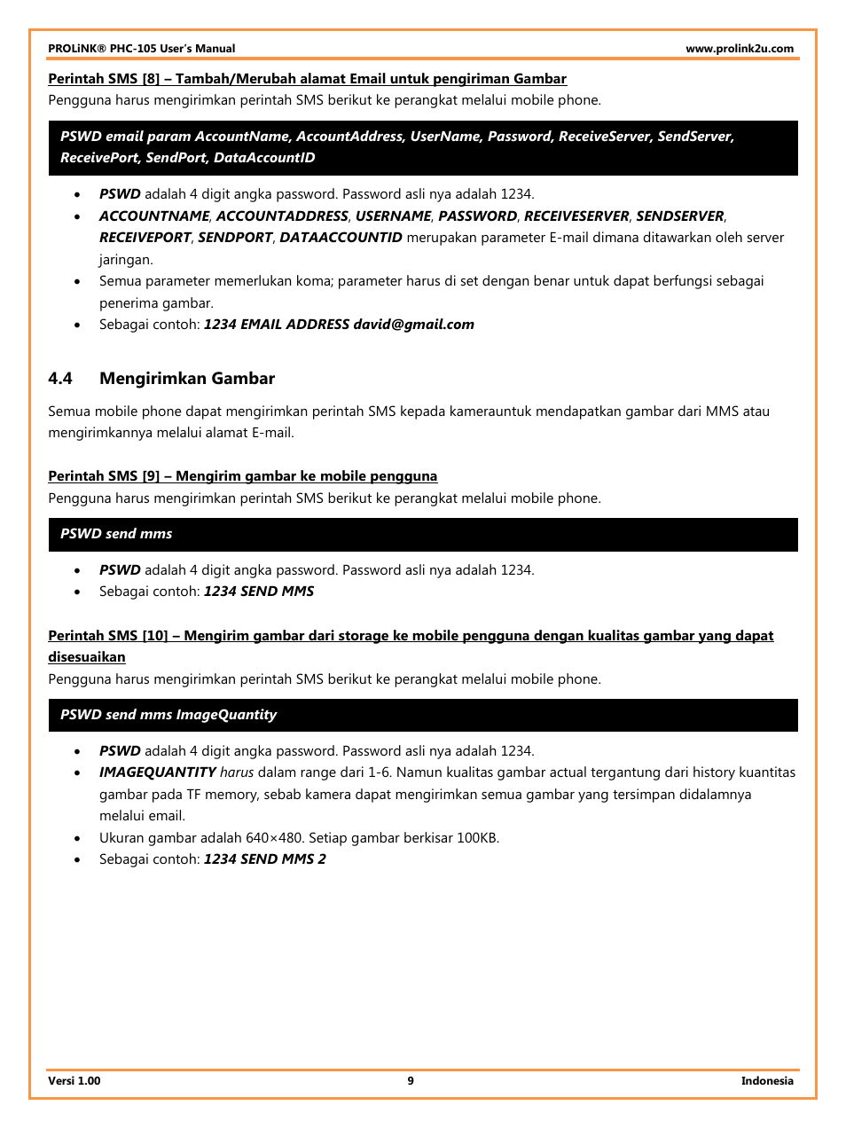 4 mengirimkan gambar, Mengirimkan gambar | PROLiNK PHC105 User Manual User Manual | Page 41 / 55