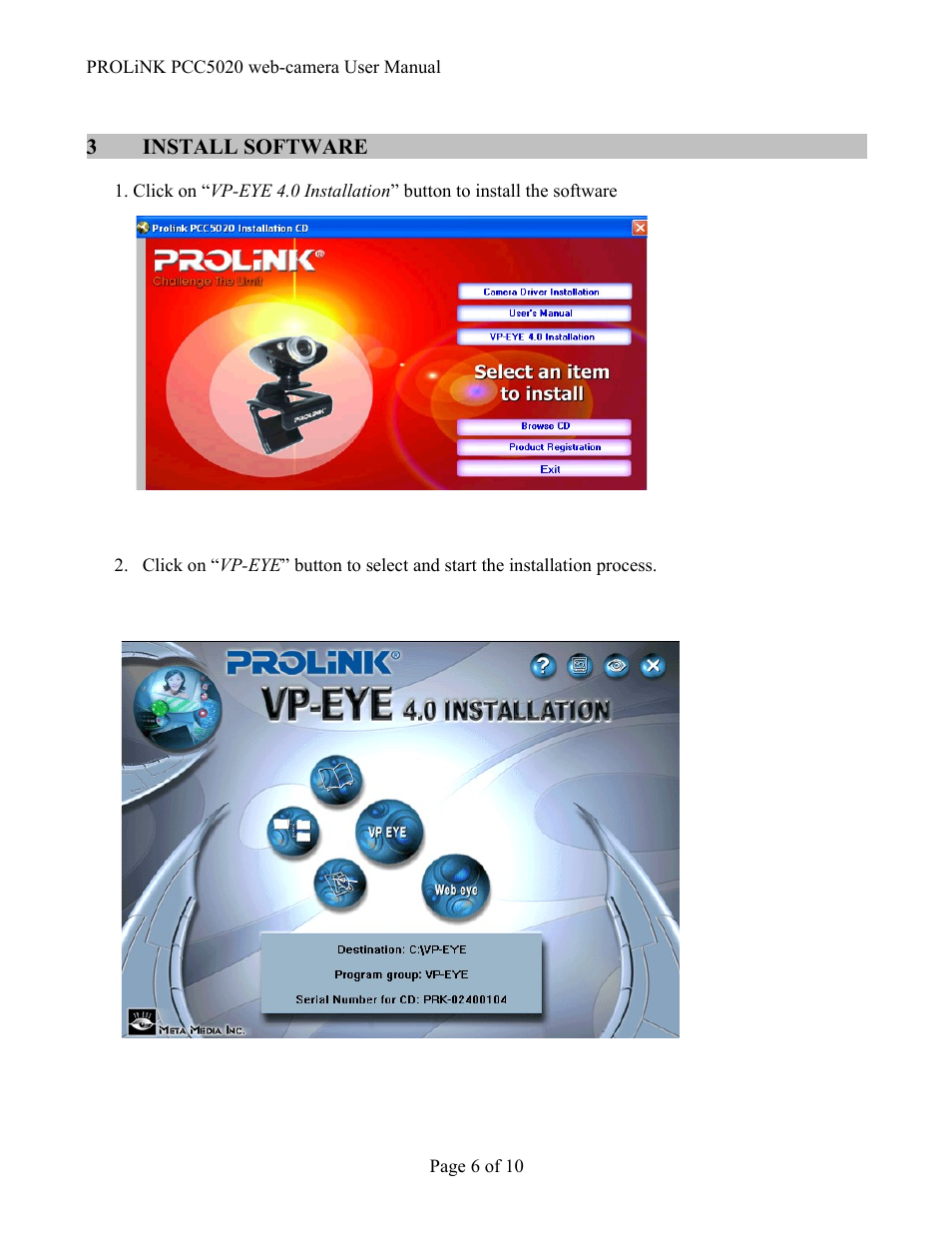 PROLiNK PCC5020 IzyCam User Manual | Page 6 / 10