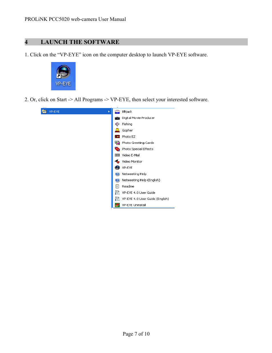 PROLiNK PCC5020 IzyCam User Manual | Page 7 / 10