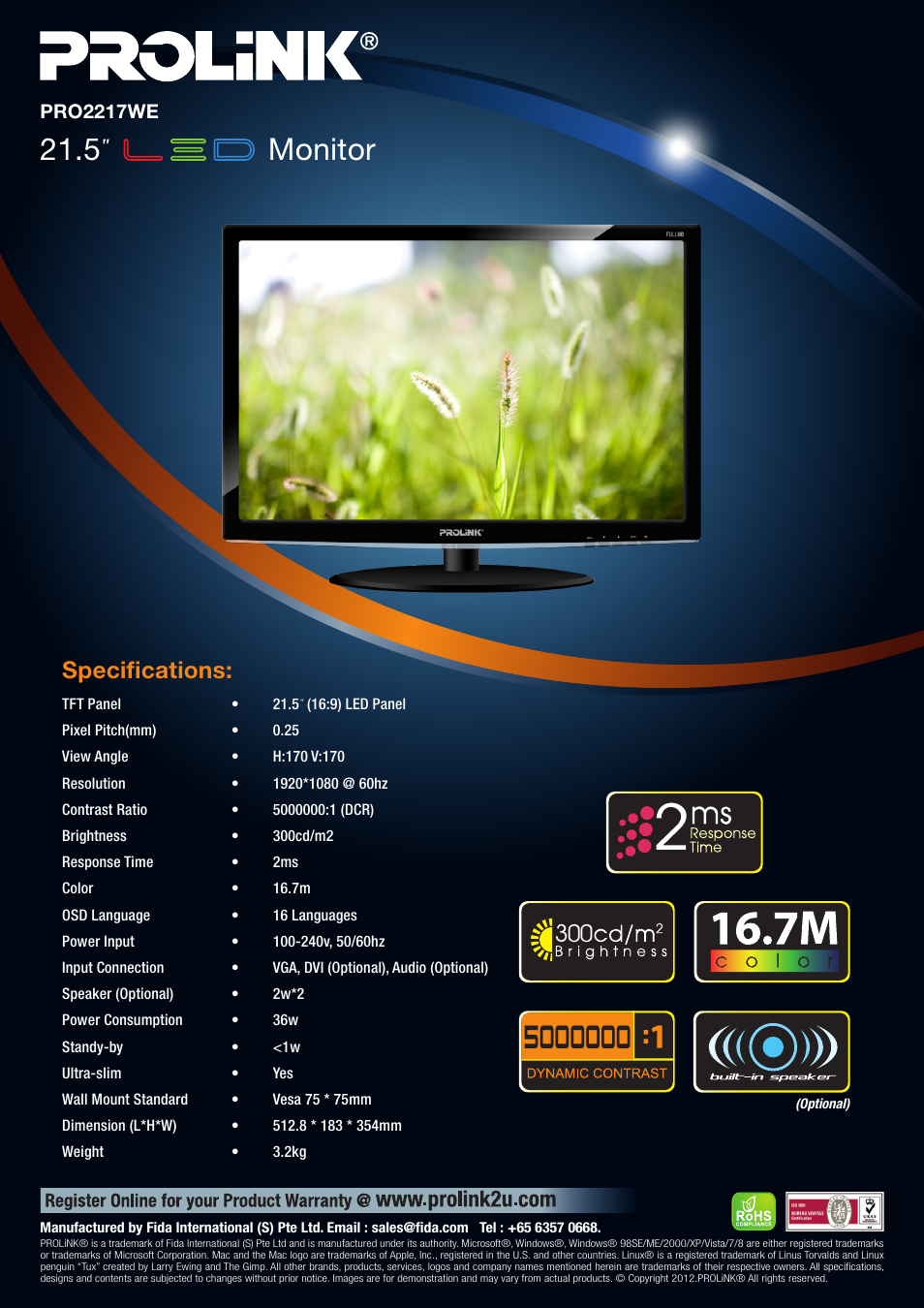 PROLiNK PRO2217WE User Manual | 1 page