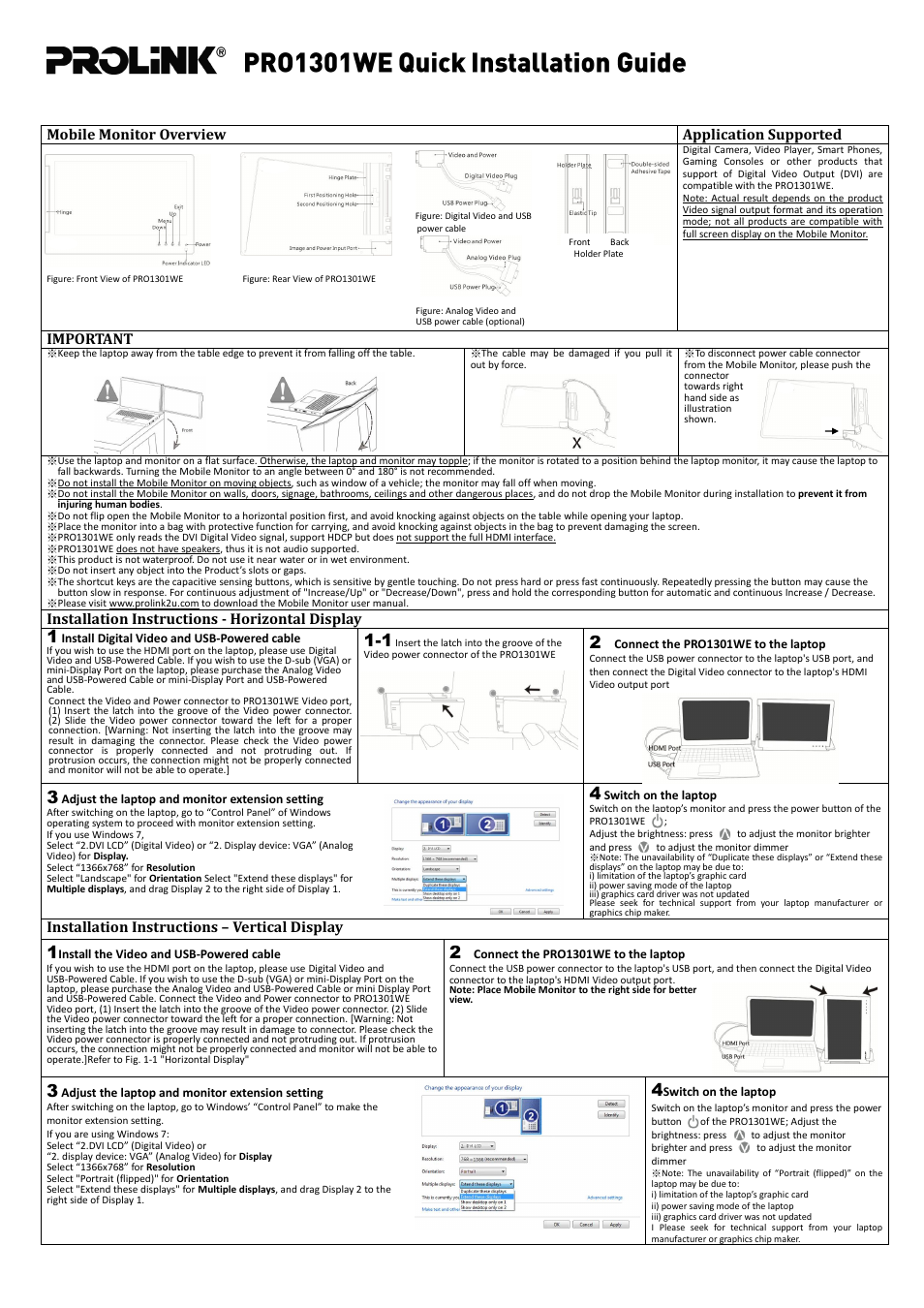 PROLiNK PRO1301WE Quick Installation Guide User Manual | 2 pages