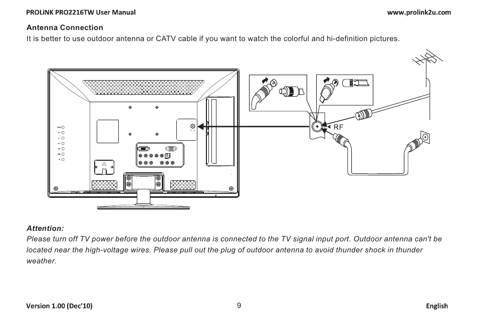 页 11 | PROLiNK PRO2216TW User Manual | Page 11 / 33