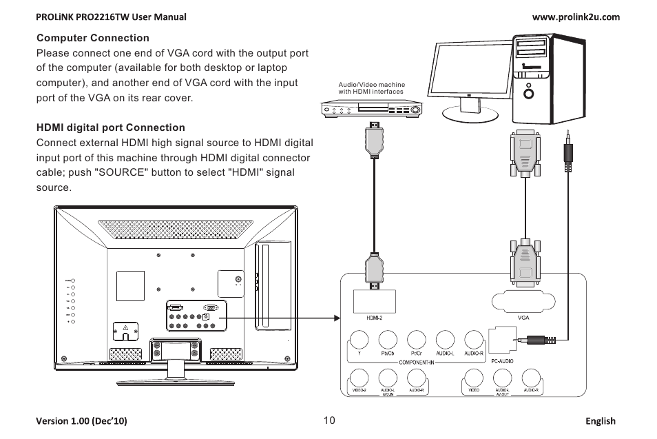 页 12 | PROLiNK PRO2216TW User Manual | Page 12 / 33