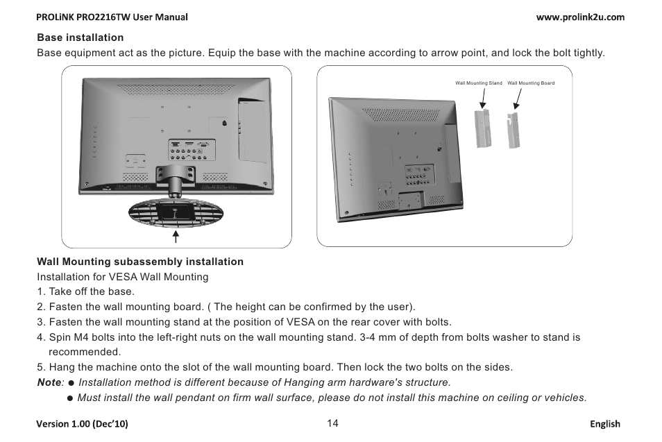 页 16 | PROLiNK PRO2216TW User Manual | Page 16 / 33