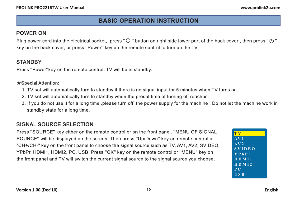 页 20 | PROLiNK PRO2216TW User Manual | Page 20 / 33