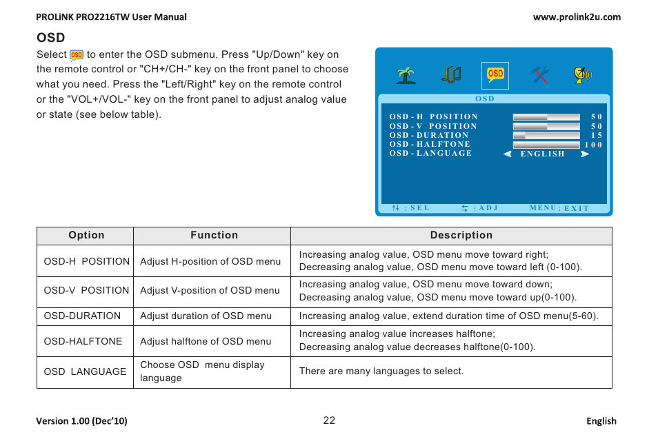 页 24 | PROLiNK PRO2216TW User Manual | Page 24 / 33