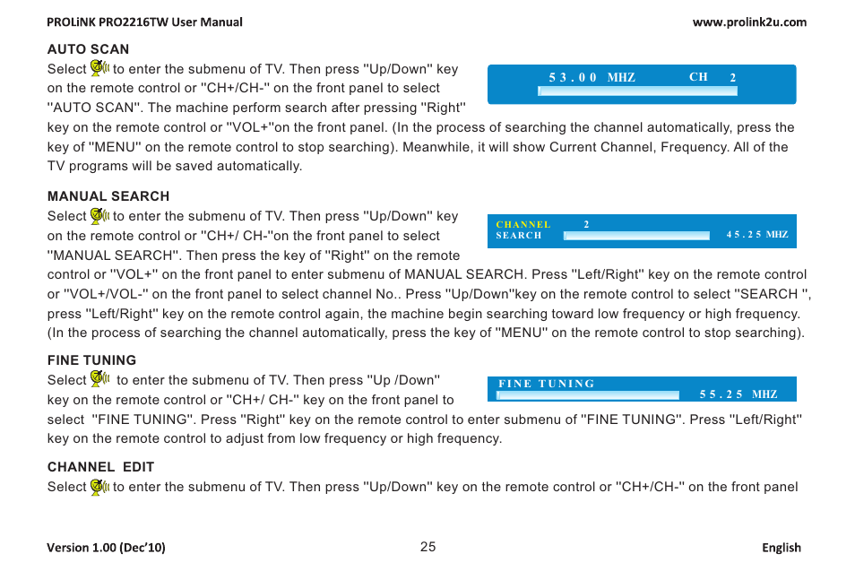 页 27 | PROLiNK PRO2216TW User Manual | Page 27 / 33