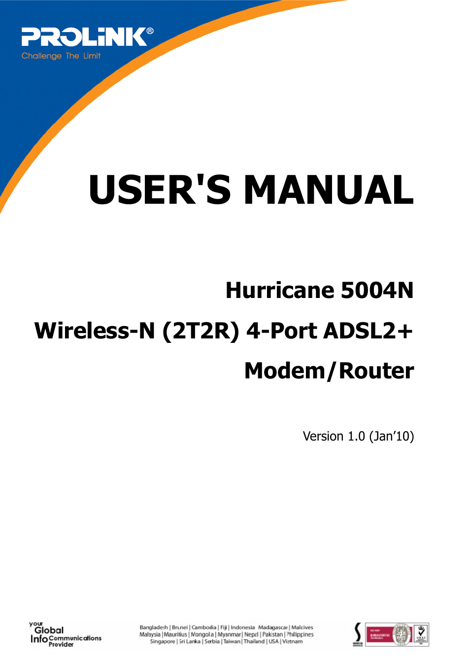 PROLiNK H5004N Wireless-N User Manual | 68 pages