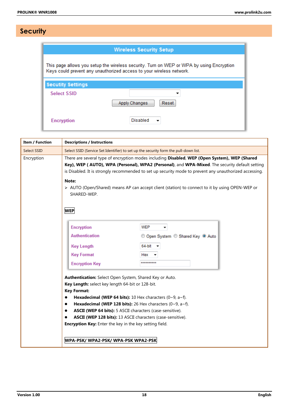 Security | PROLiNK WNR1008 User Manual User Manual | Page 21 / 101