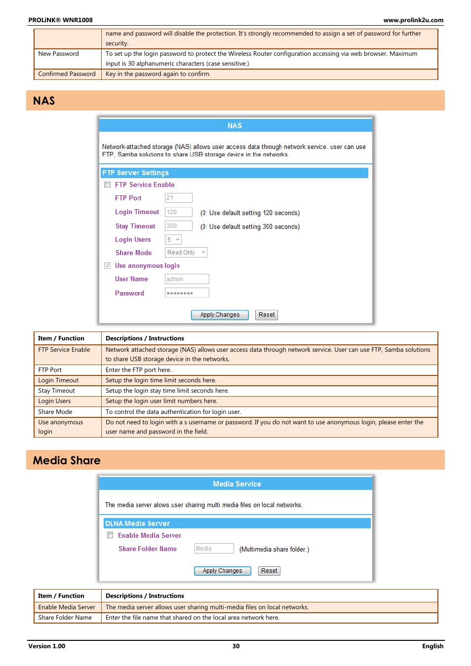 Media share | PROLiNK WNR1008 User Manual User Manual | Page 33 / 101