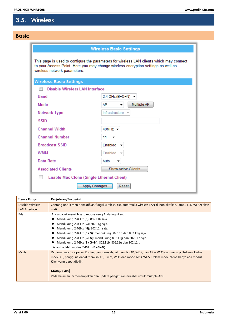 Wireless, Basic | PROLiNK WNR1008 User Manual User Manual | Page 69 / 101