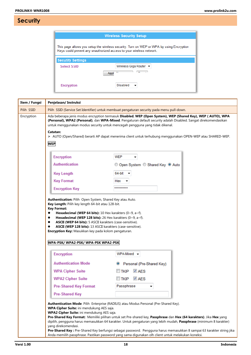 Security | PROLiNK WNR1008 User Manual User Manual | Page 72 / 101