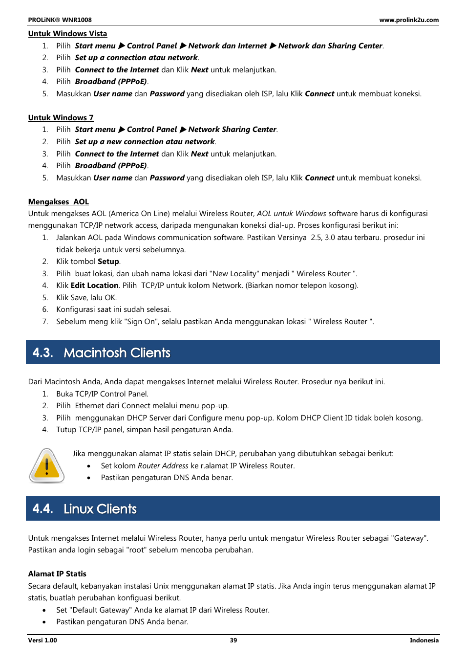 Macintosh clients, Linux clients | PROLiNK WNR1008 User Manual User Manual | Page 93 / 101