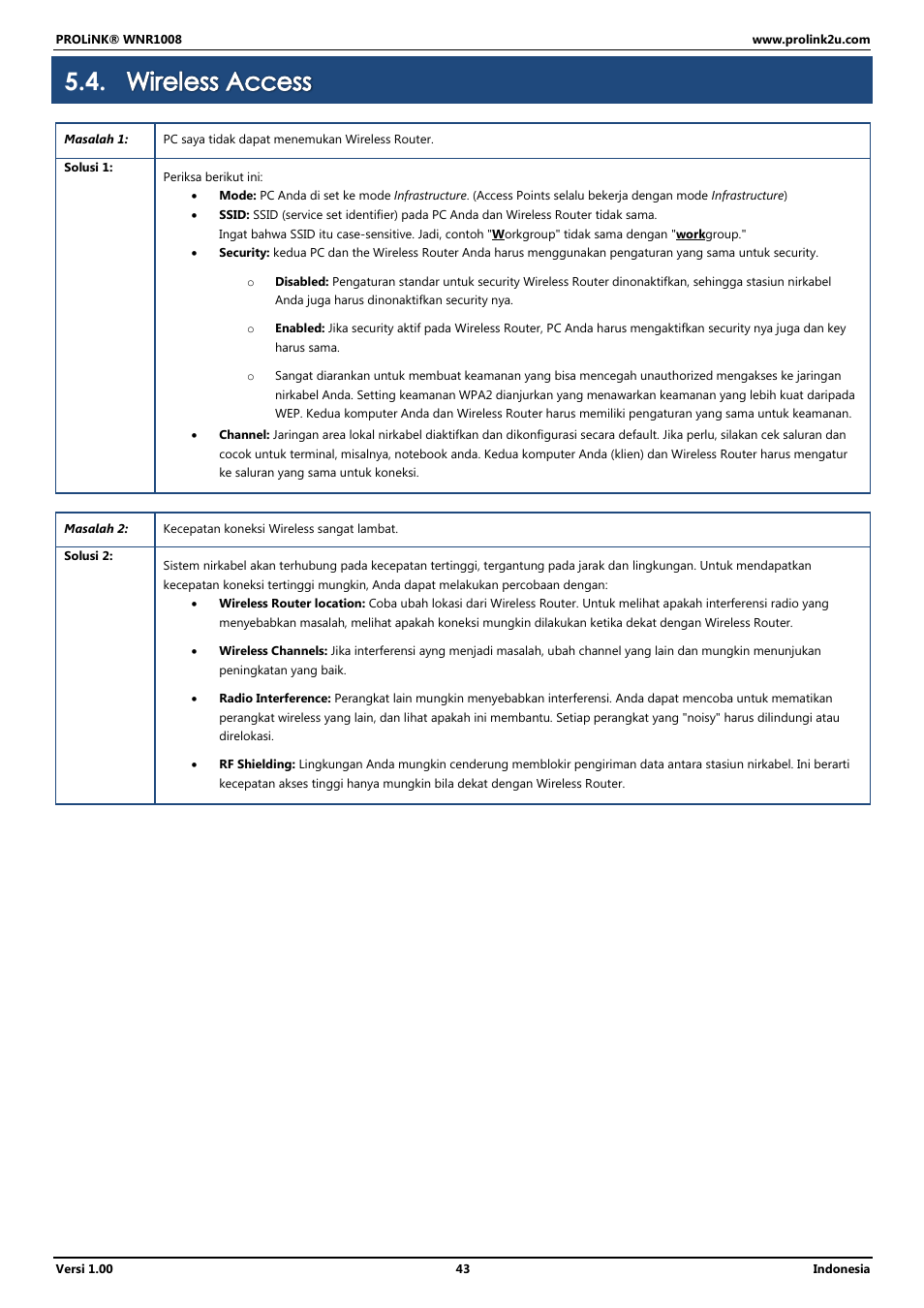 Wireless access | PROLiNK WNR1008 User Manual User Manual | Page 97 / 101