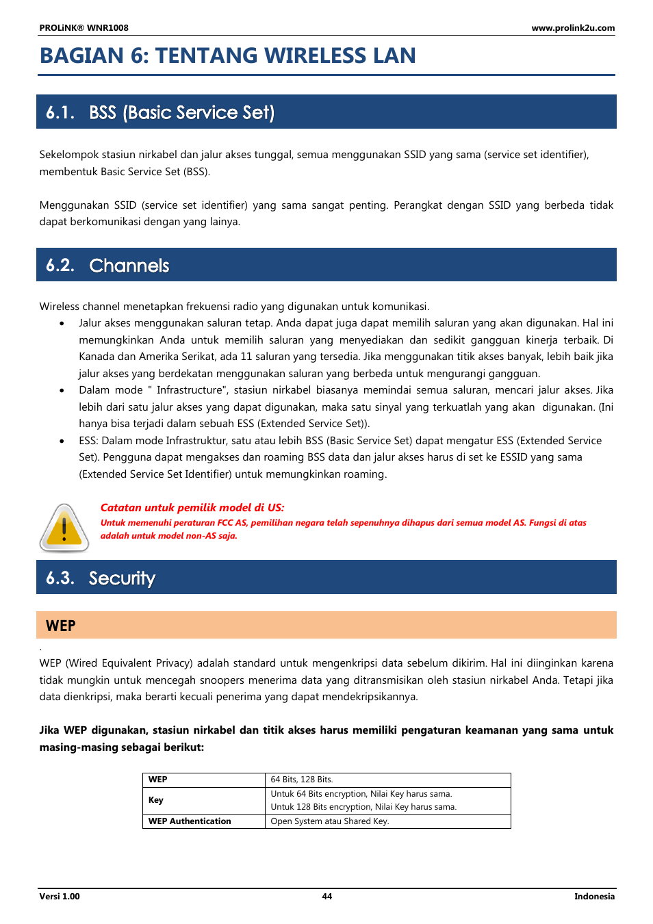 Bagian 6: tentang wireless lan, Bss (basic service set), Channels | Security | PROLiNK WNR1008 User Manual User Manual | Page 98 / 101