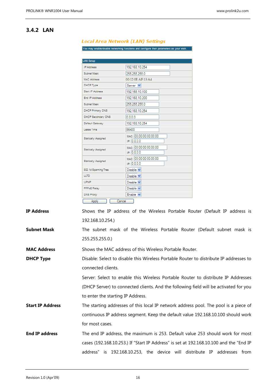 2 lan | PROLiNK WNR1004 Wireless-N User manual User Manual | Page 19 / 66