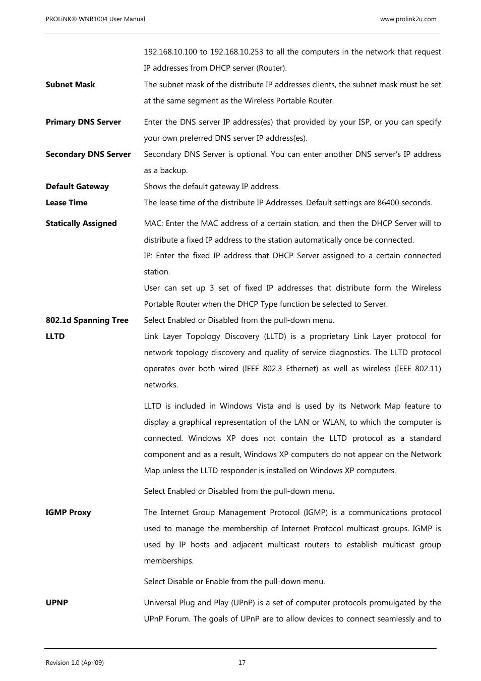 PROLiNK WNR1004 Wireless-N User manual User Manual | Page 20 / 66