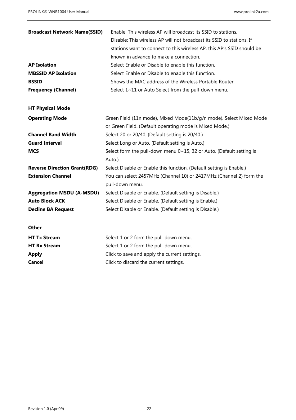 PROLiNK WNR1004 Wireless-N User manual User Manual | Page 25 / 66