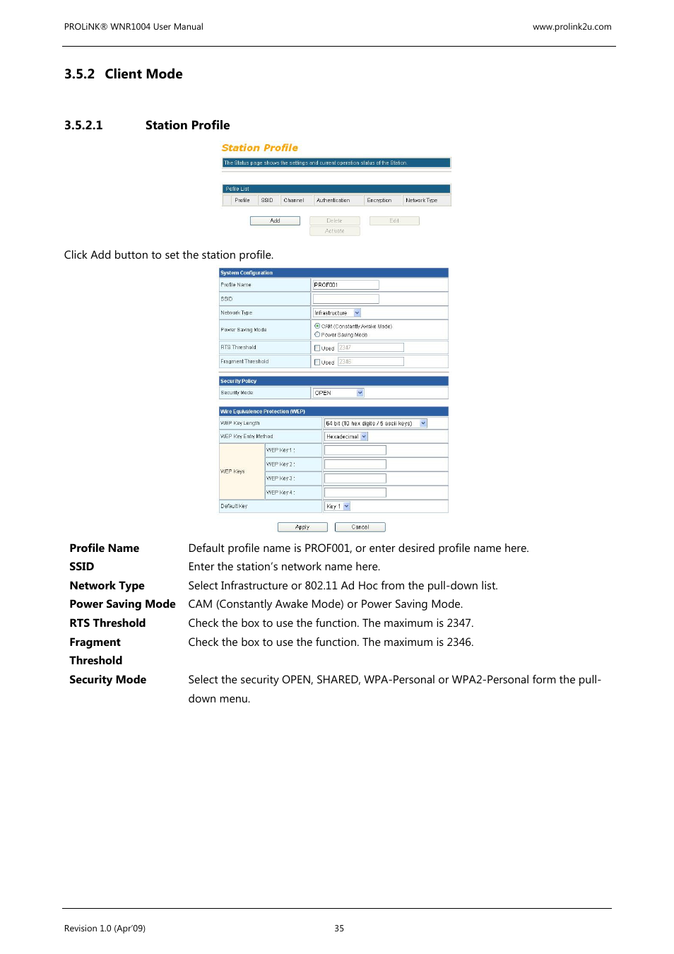 2 client mode | PROLiNK WNR1004 Wireless-N User manual User Manual | Page 38 / 66