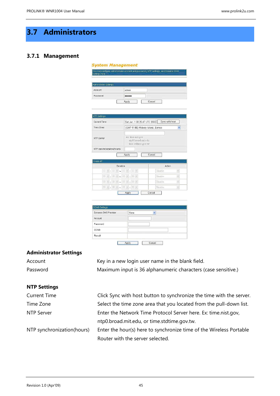7 administrators | PROLiNK WNR1004 Wireless-N User manual User Manual | Page 48 / 66