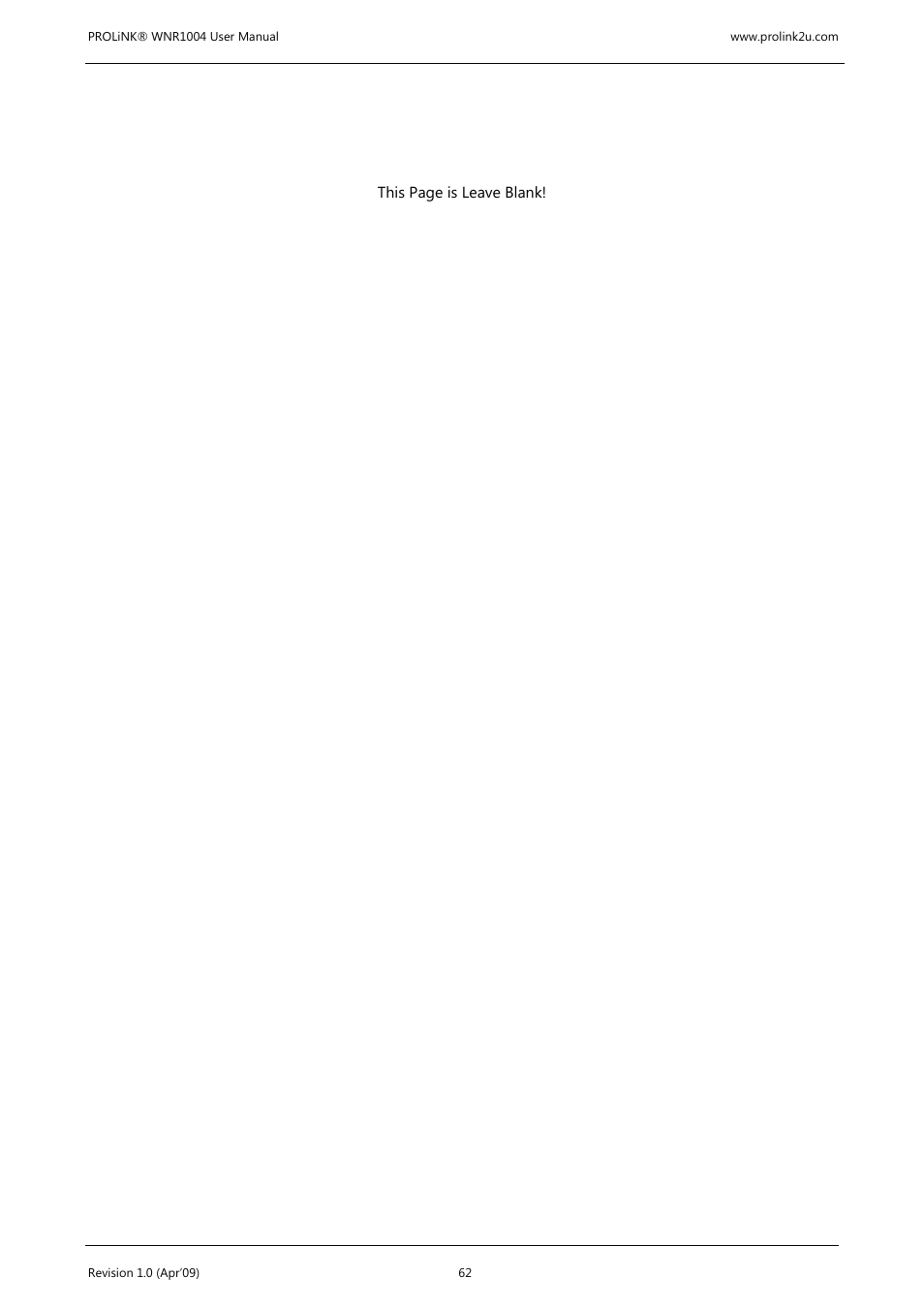 PROLiNK WNR1004 Wireless-N User manual User Manual | Page 65 / 66