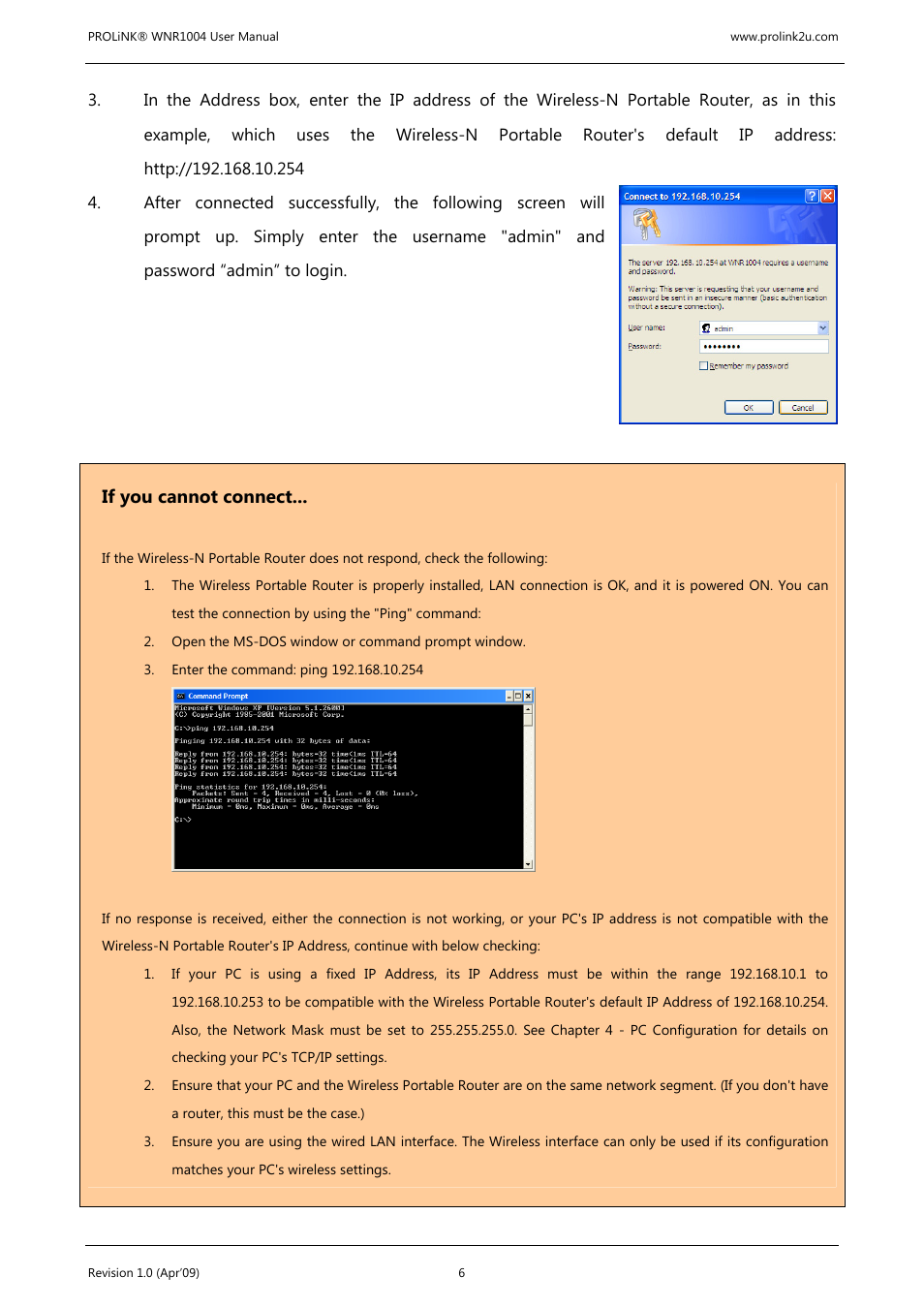 If you cannot connect | PROLiNK WNR1004 Wireless-N User manual User Manual | Page 9 / 66