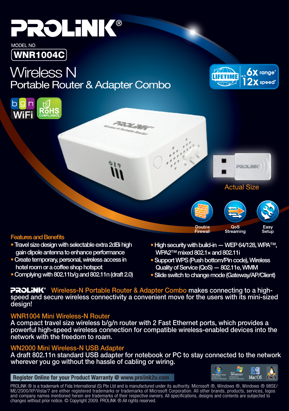 PROLiNK WNR1004C Wireless-N User Manual | 1 page