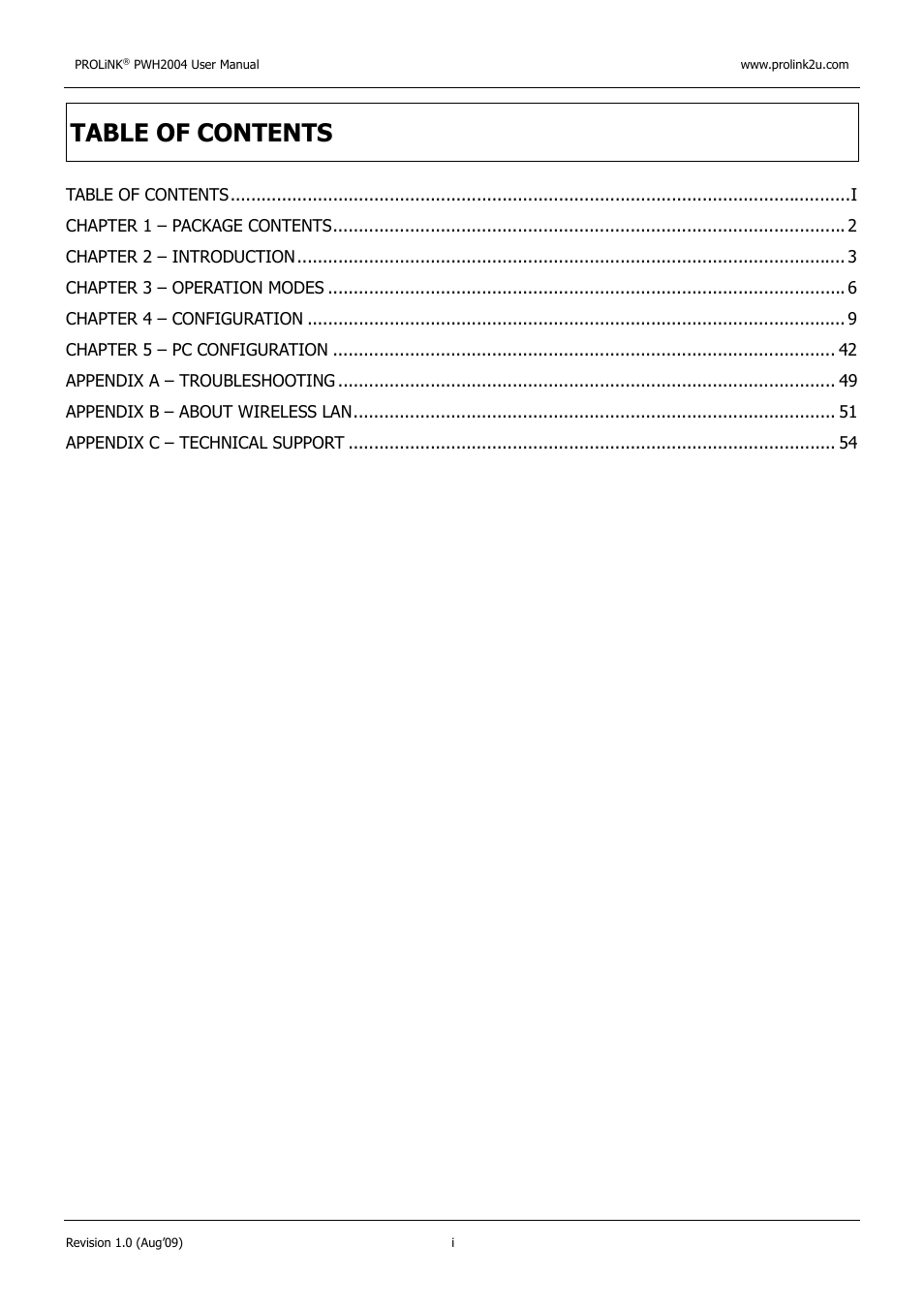 PROLiNK PWH2004 User Manual User Manual | Page 3 / 57