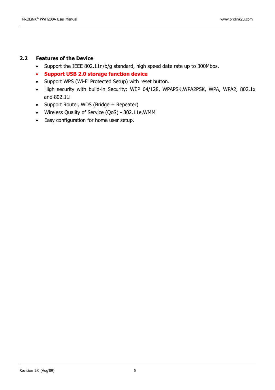 PROLiNK PWH2004 User Manual User Manual | Page 7 / 57