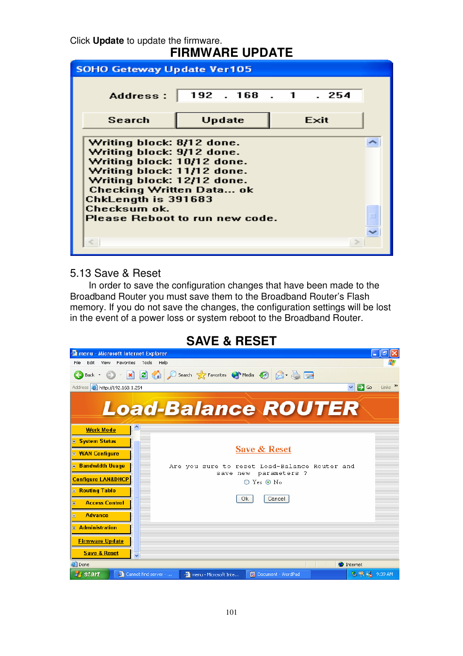 Firmware update, Save & reset | PROLiNK MH8241 User Manual | Page 101 / 107