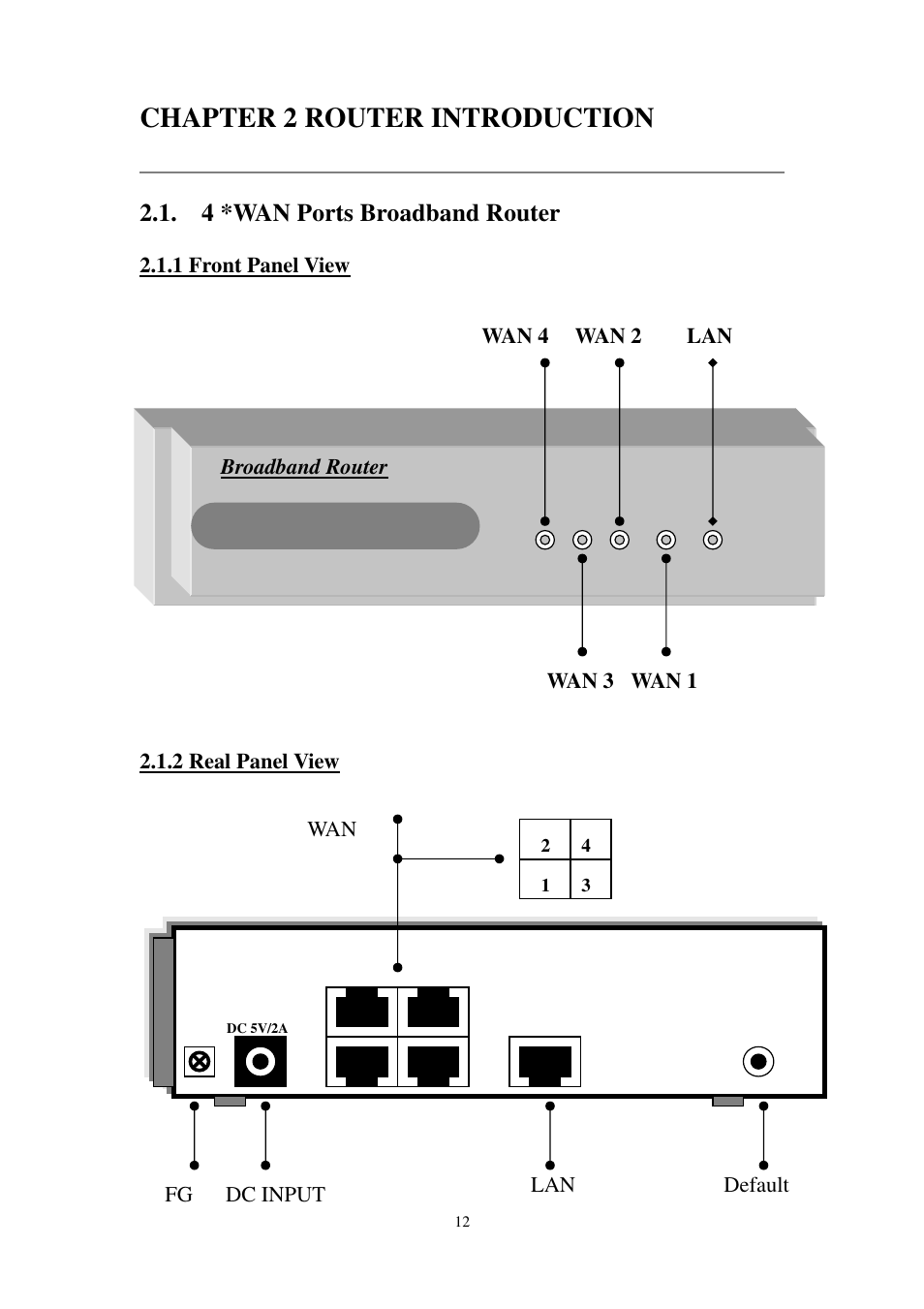 Chapter 2 router introduction, 4 *wan ports broadband router | PROLiNK MH8241 User Manual | Page 12 / 107